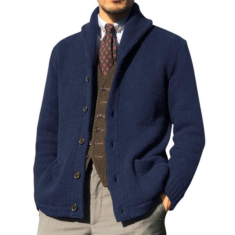 Men's Solid Color Btnnit Jacket