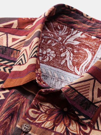 Alfy® | Floral Geometric Patchwork Print Cotton Shirt