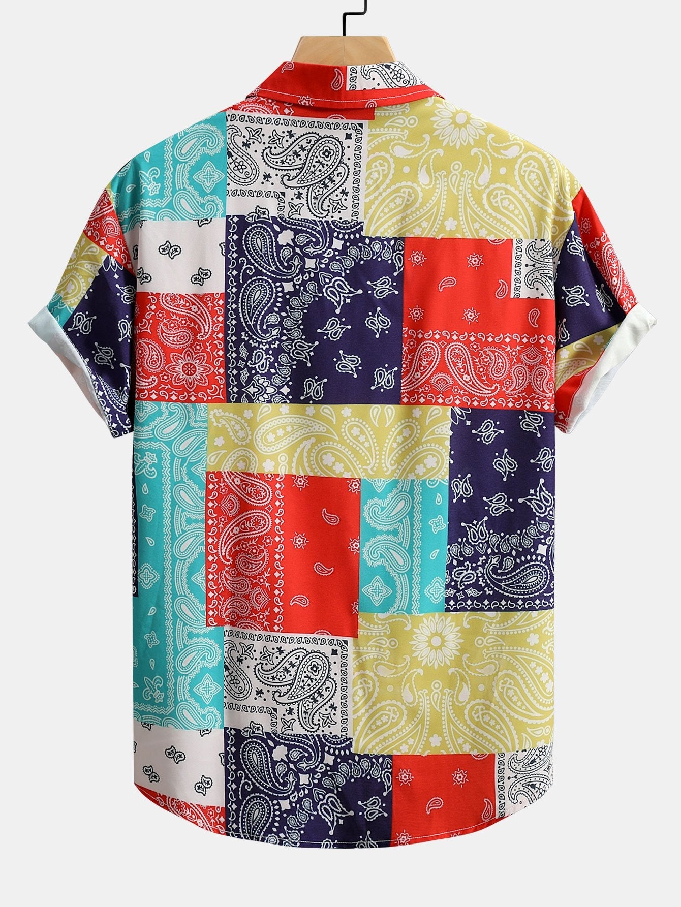 Rufino® | Color Block Paisley Print Button Up Shirt