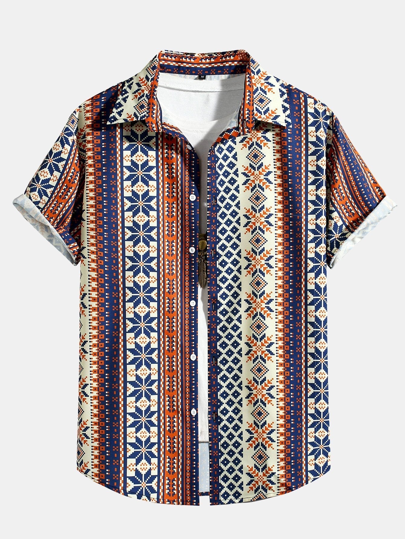 Ameer® | Aztec Geometric Print Button Up Shirt