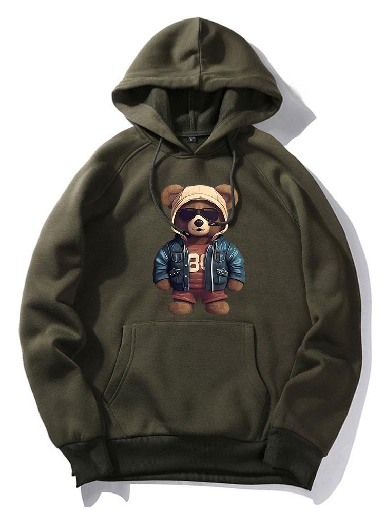 Benedict | Bear In Leather Jacket Print Hoodie