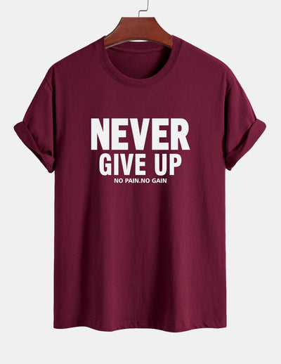 Ubaldo® | Never Give Up Print Cotton T-Shirt