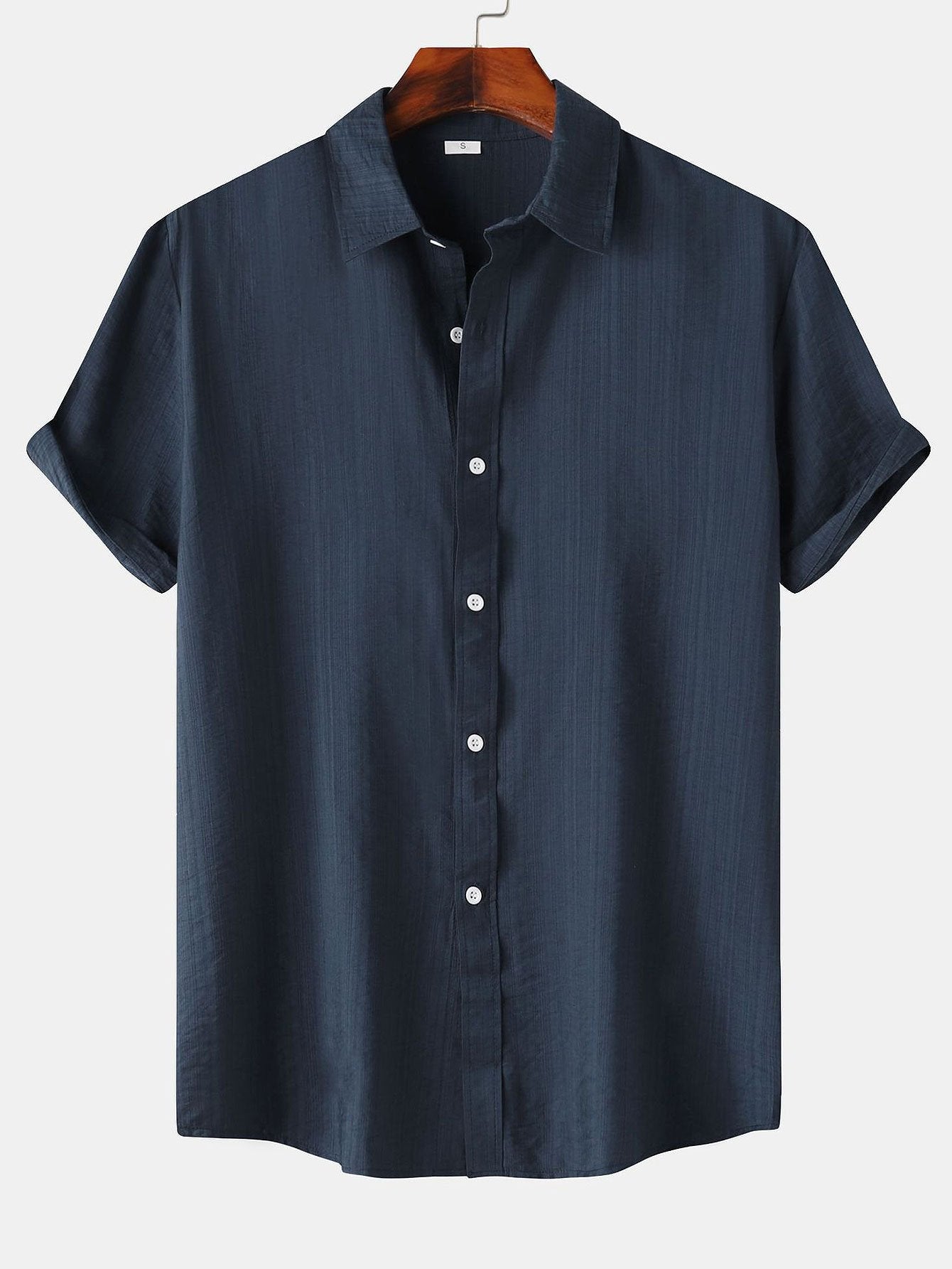 Auber® | Short Sleeve Textured Button Up Shirt
