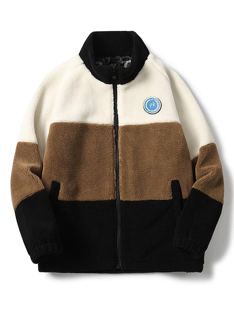 Gideon | Color Block Zip Up Teddy Coat