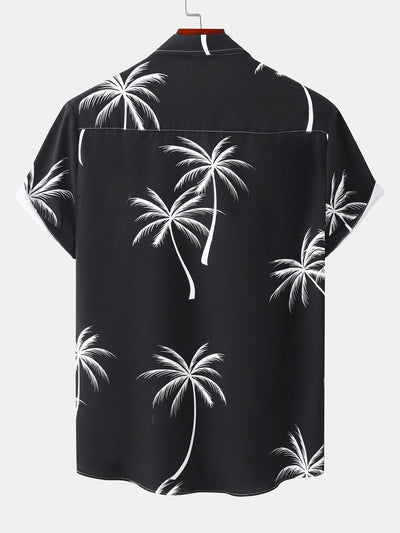 Manuel® | Tropical Leaf Print Button Up Shirt