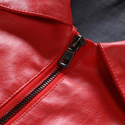 Men's Lapel Collarip-p Leather Jacket