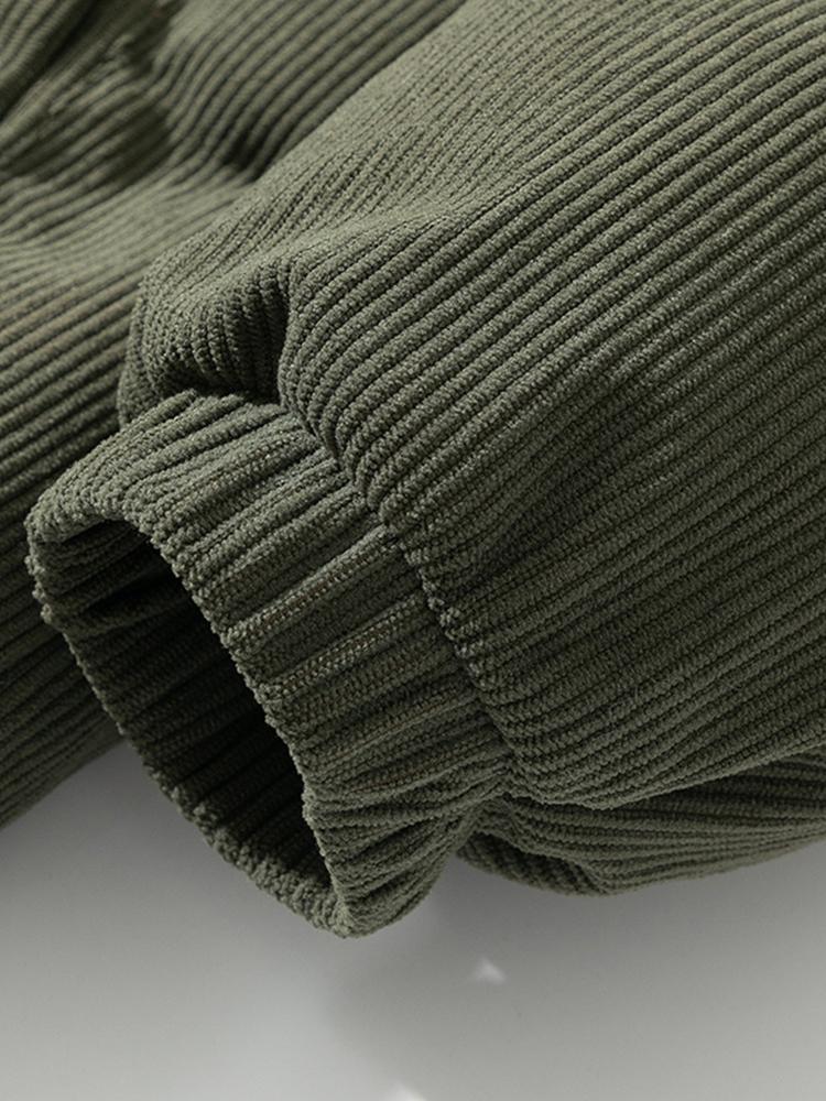 Cyrus | Funnel Neck Corduroy Puffer Coat