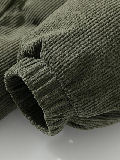 Cyrus | Funnel Neck Corduroy Puffer Coat