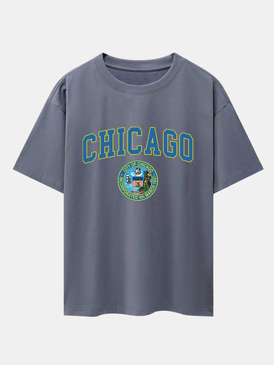 Alexis® | Chicago Coat Of Arms Print Drop Shoulder Oversize T-Shirt