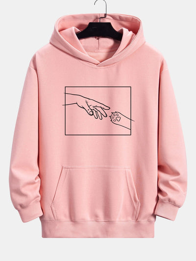 Edward | Hand And Cat Paw Print Relax Fit Hoodie