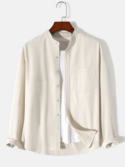 Alger® | Long Sleeve Stand Collar Corduroy Shirt