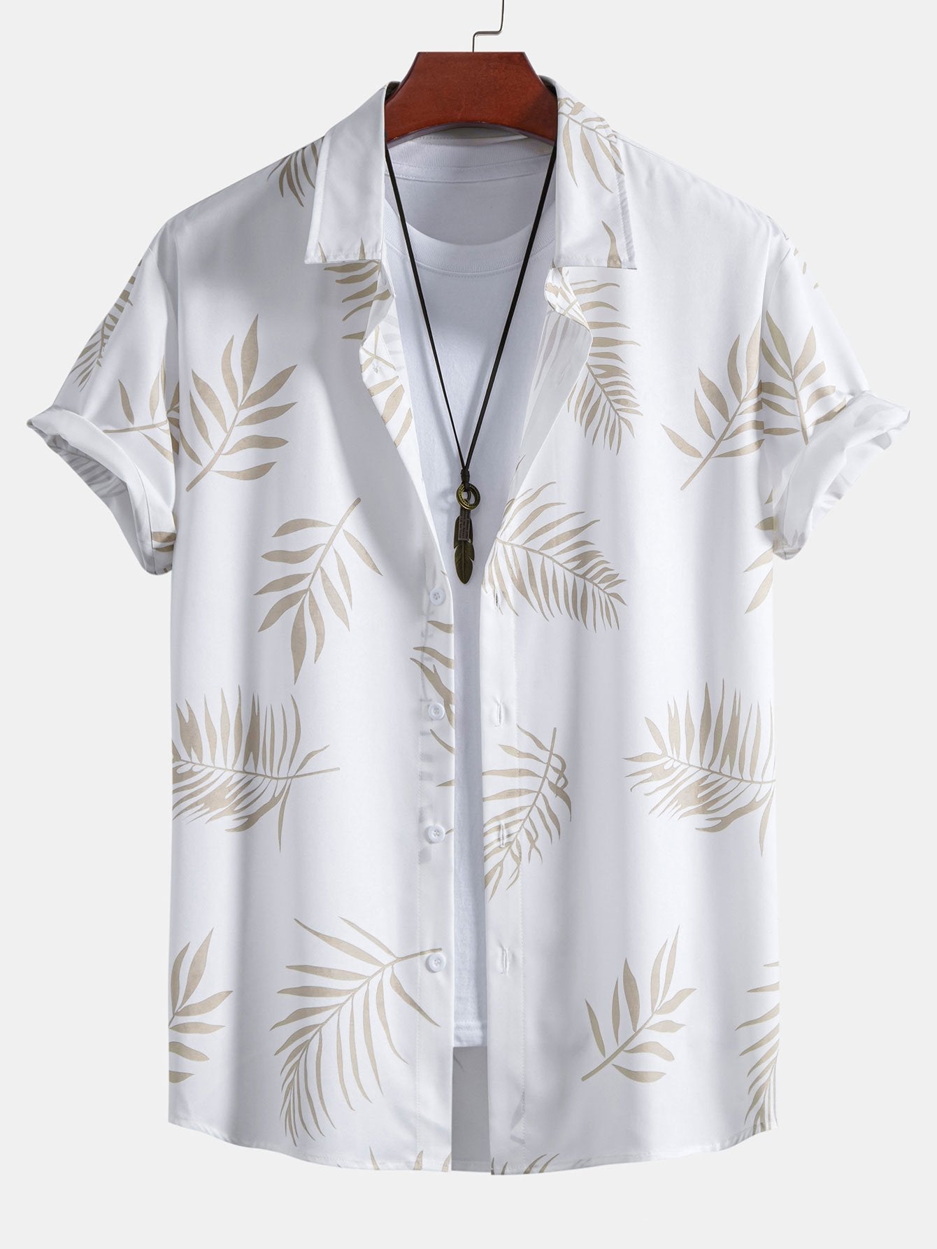 Armante® | Leaf Print Button Up Shirt