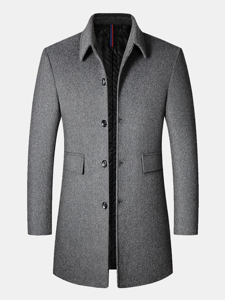 Stone | Quilted Lined Wool Blend Lapel Overcoat