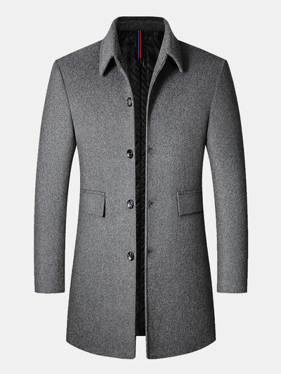 Stone | Quilted Lined Wool Blend Lapel Overcoat