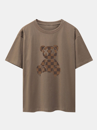 Isidro® | Checkerboard Dissolving Bear Drop Shoulder Oversize T-Shirt
