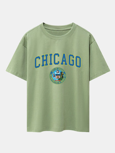 Alexis® | Chicago Coat Of Arms Print Drop Shoulder Oversize T-Shirt