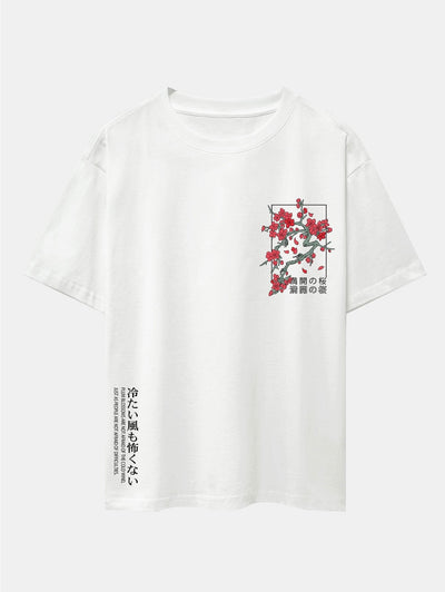 Ander® | Cherry Blossom Slogan Print Drop Shoulder Oversize T-Shirt