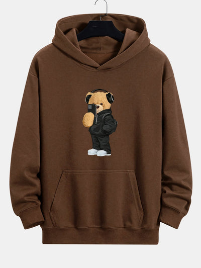 Henry | Fashion Bear Taking Photo Print Relax Fit Hoodie