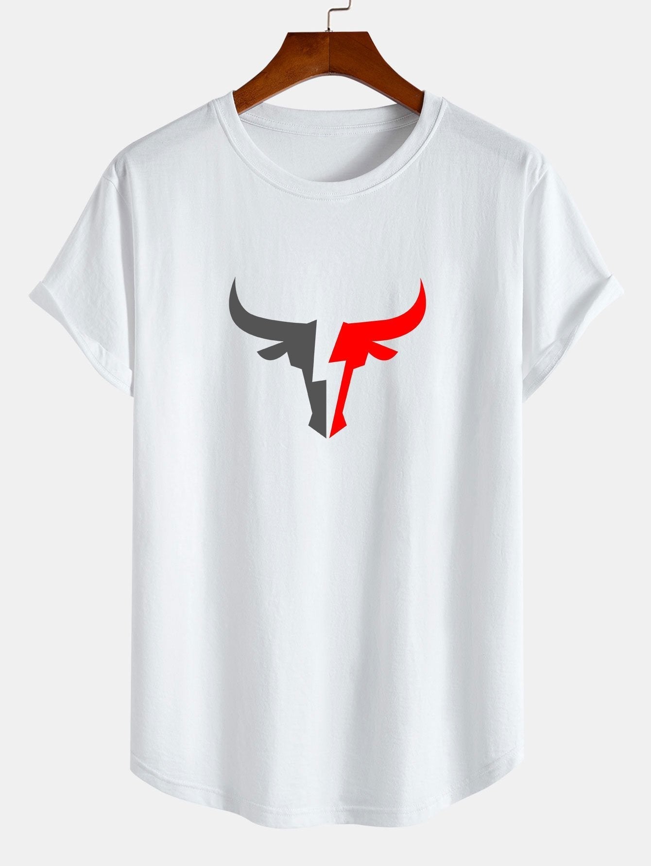 Julián® | Bull Print Cotton Arc Hem T-Shirt