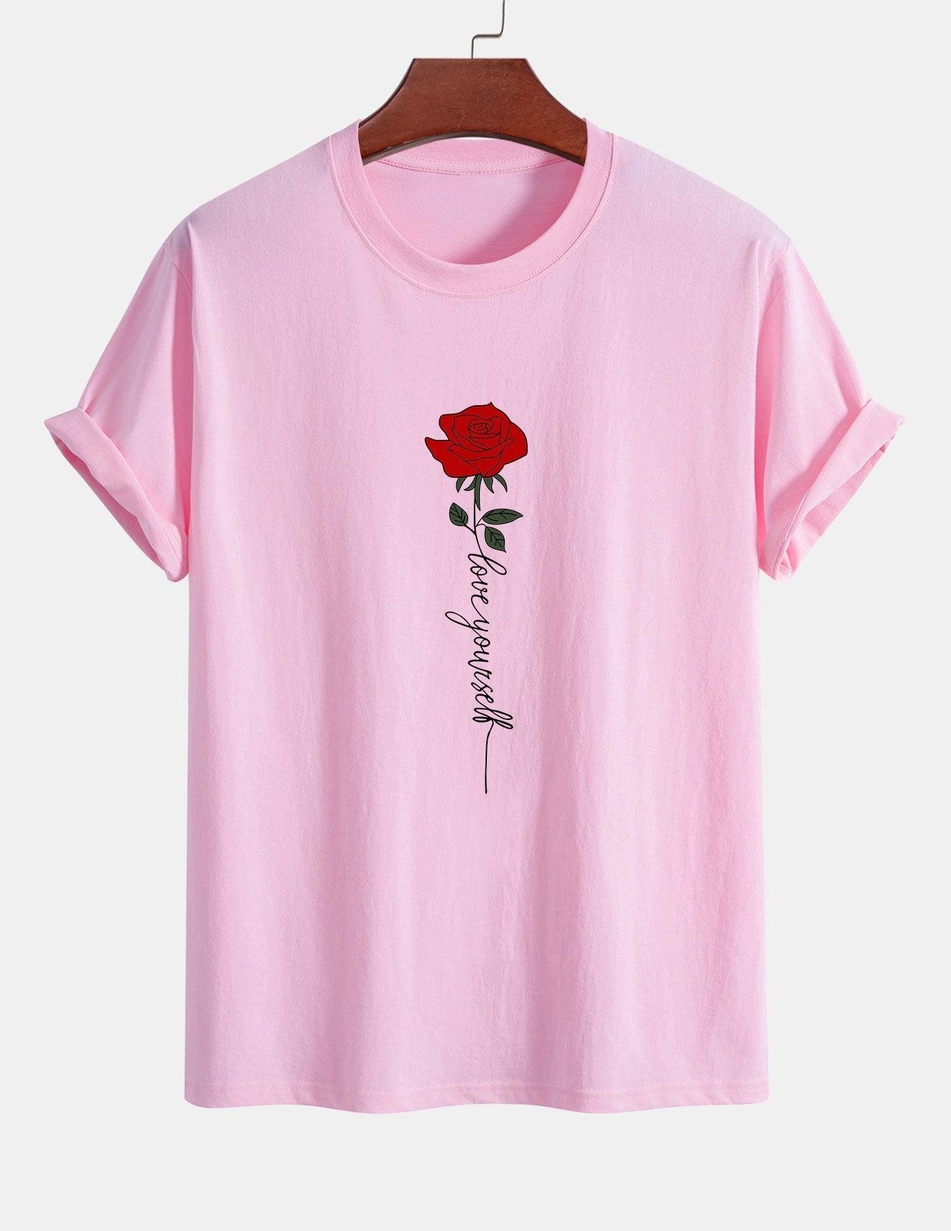 Arsenio® | Rose Slogan Print Cotton T-Shirt