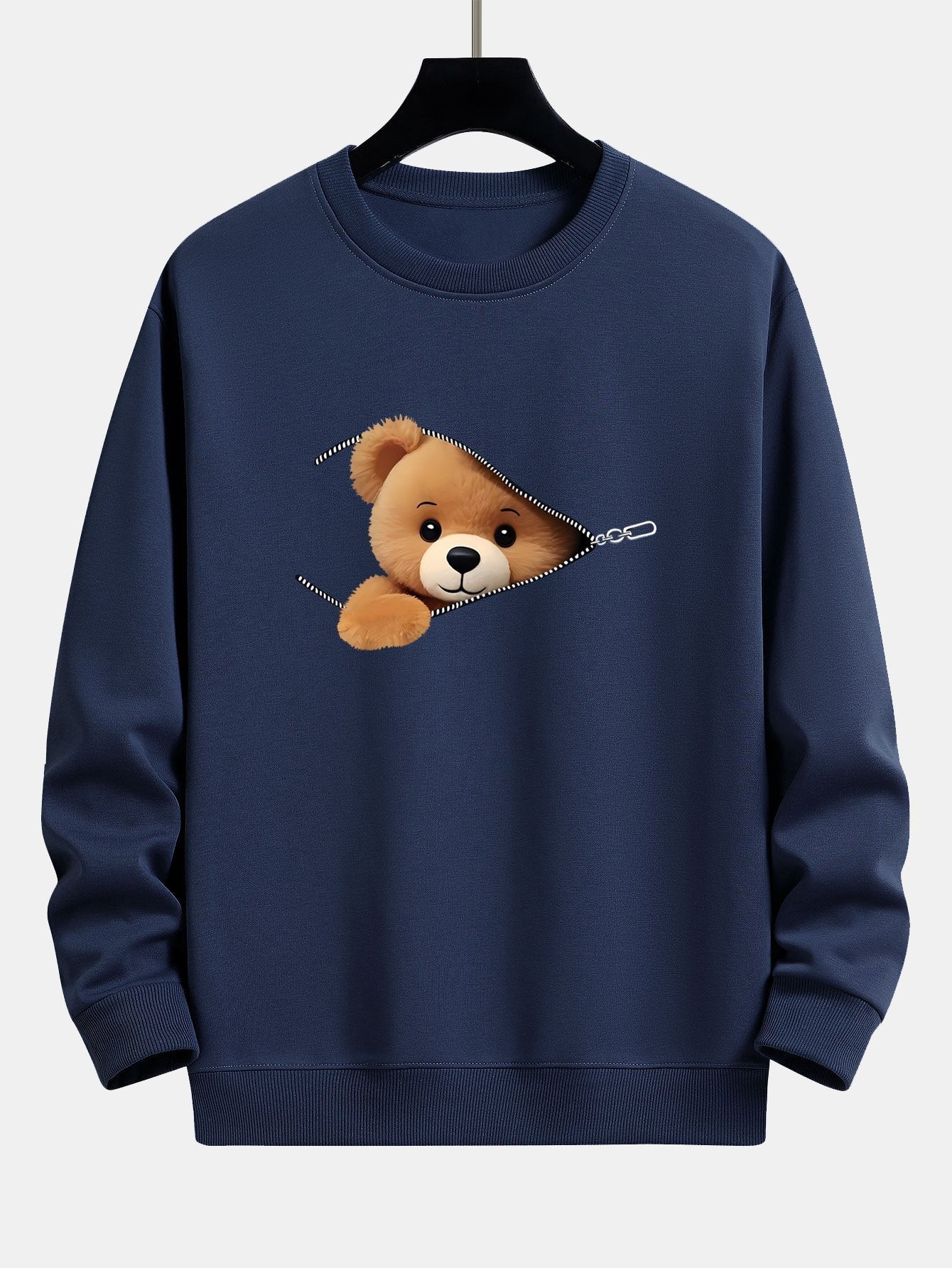 Theodore® | Zipper Bear Print Relax Fit Sweatshirt