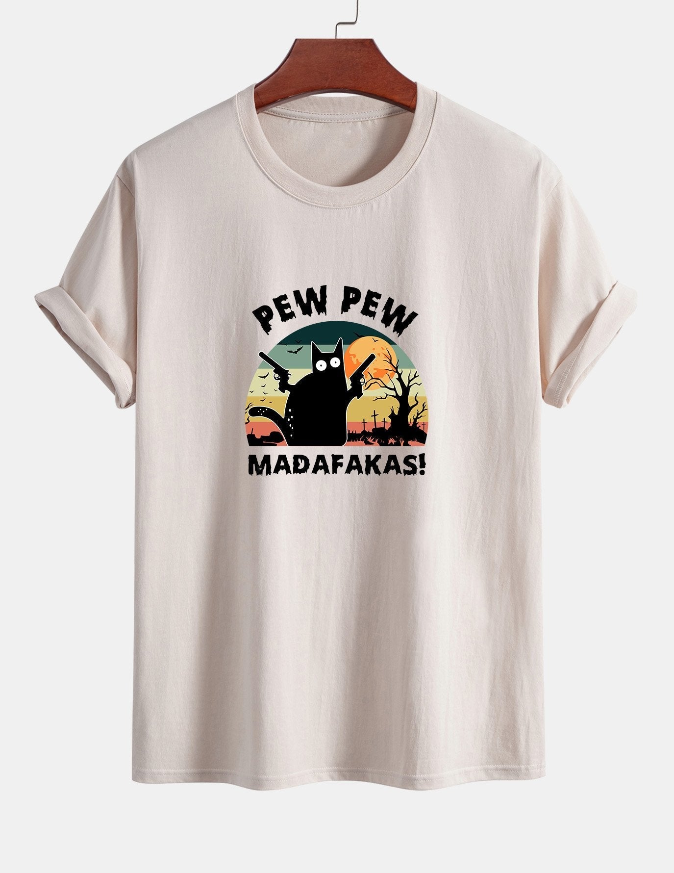 Telesforo® | Black Cat Print Cotton T-Shirt