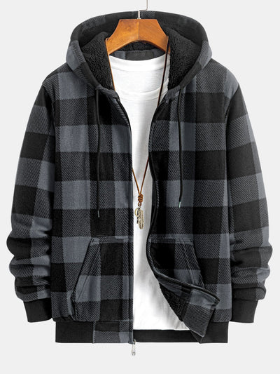 Gary | Teddy Fleece Lined Flannel Plaid Hoodie