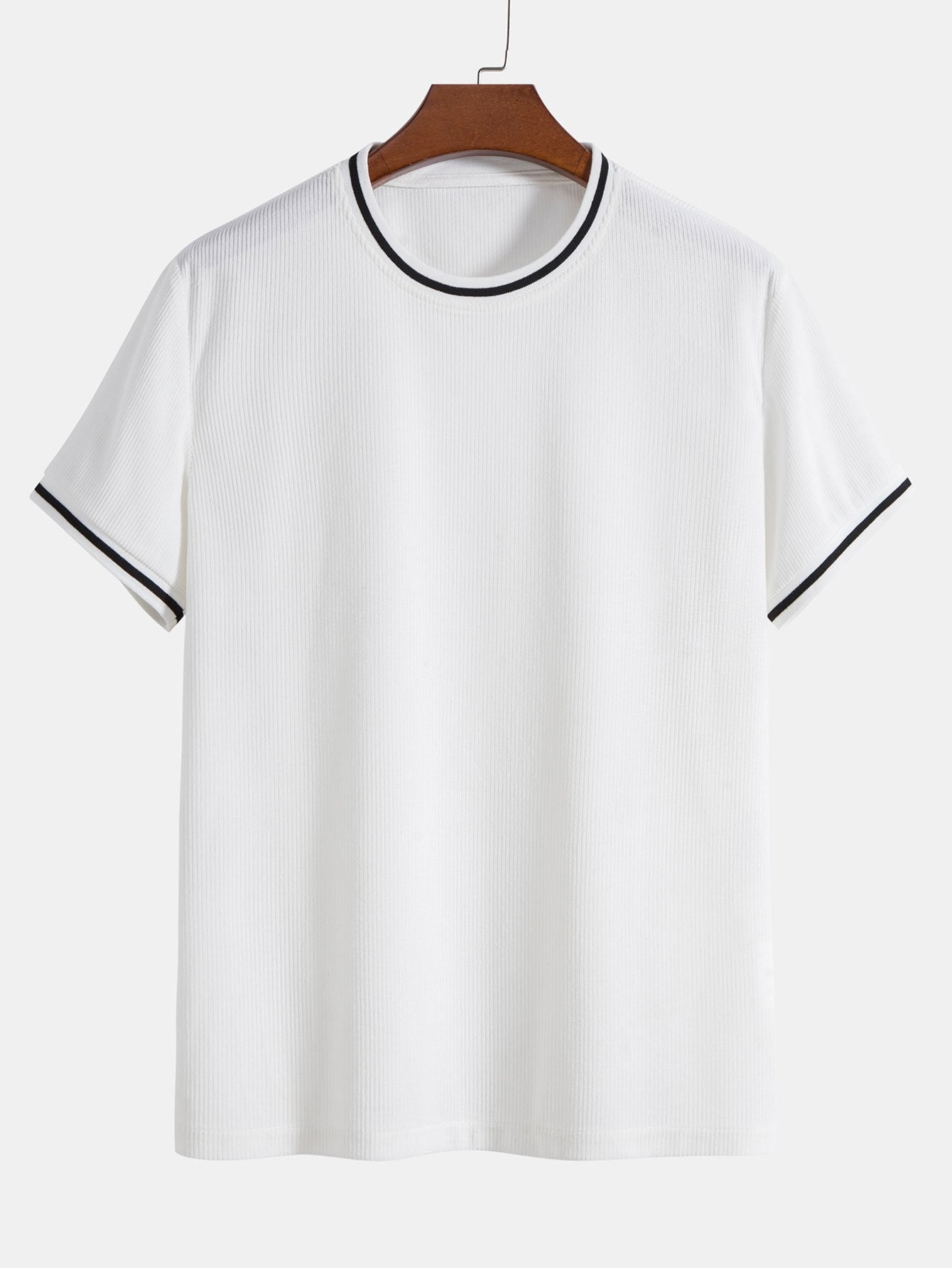 Pompeyo® | Short Sleeve Stretch Corduroy Ringer T-Shirt & Corduroy Shorts