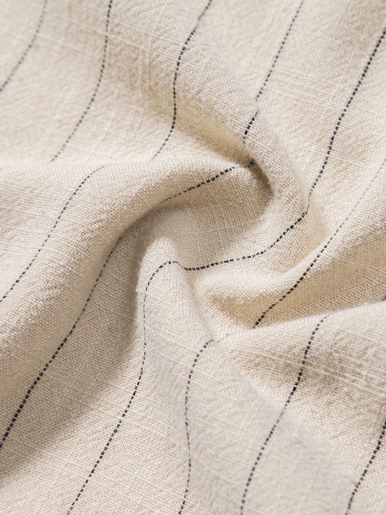 Aryan® | Linen Blend Striped Half Open Placket Henley Collar Shirt