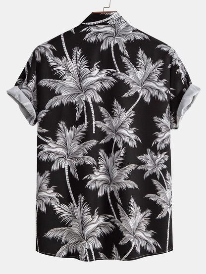 Aristides® | Palm Tree Print Button Up Shirt & Striped Swim Shorts