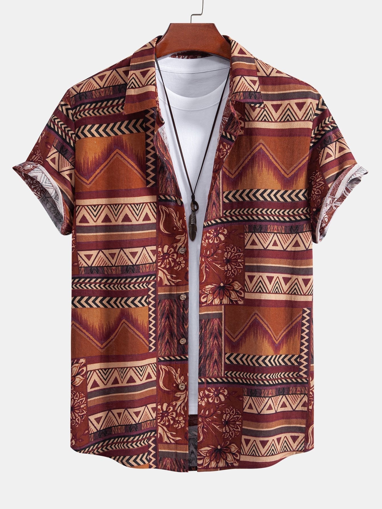 Alfy® | Floral Geometric Patchwork Print Cotton Shirt