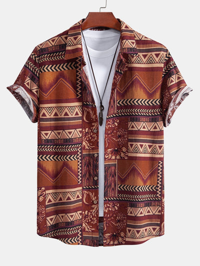 Alfy® | Floral Geometric Patchwork Print Cotton Shirt