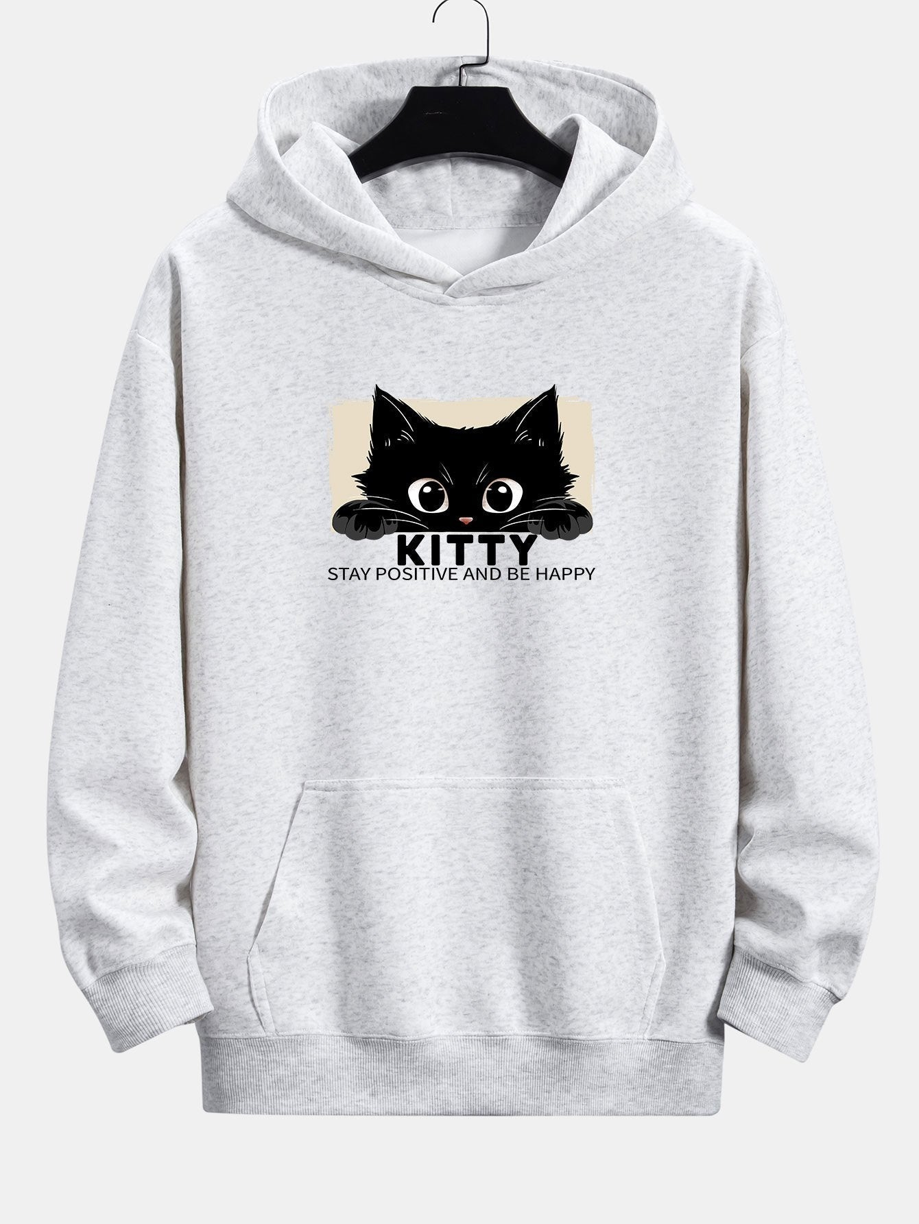 Nigel | Black Cat Print Relax Fit Hoodie