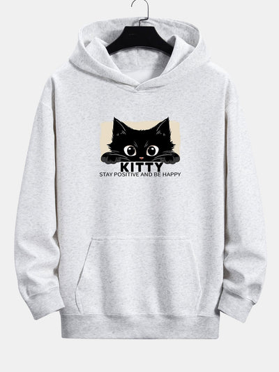 Nigel | Black Cat Print Relax Fit Hoodie