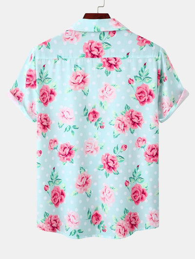 Alvard® | Floral Polka Dot Print Revere Collar Shirt