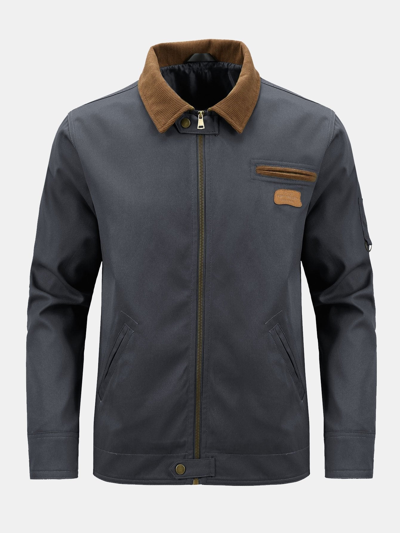 Kian | Corduroy Collar Zip Up Jacket