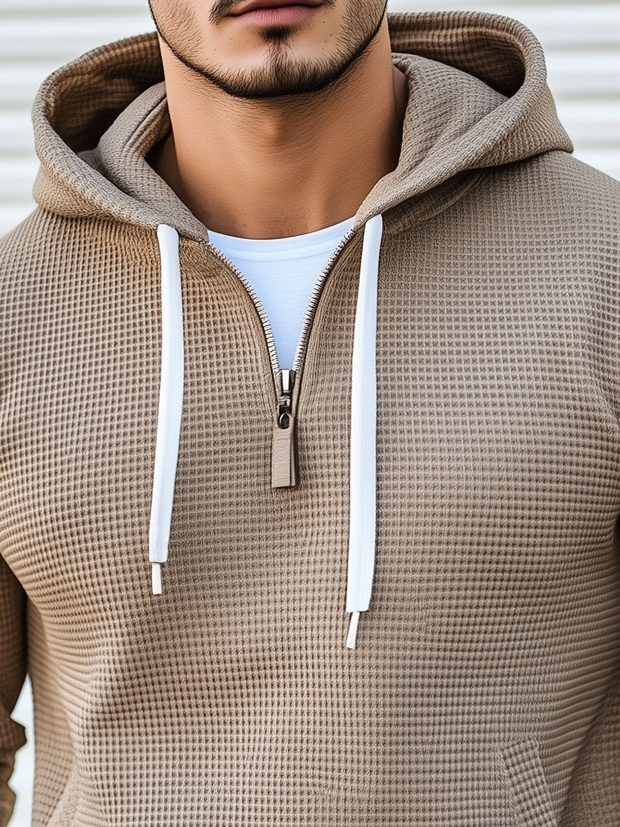 Joaquín® | Sweatshirt with hood and long sleeves waffle