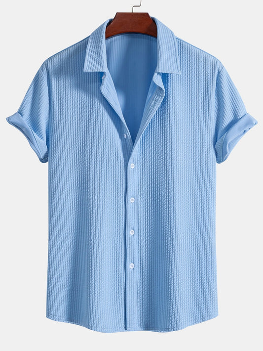 Adalberto® | Muscle Fit Ribbed Button Up Shirt