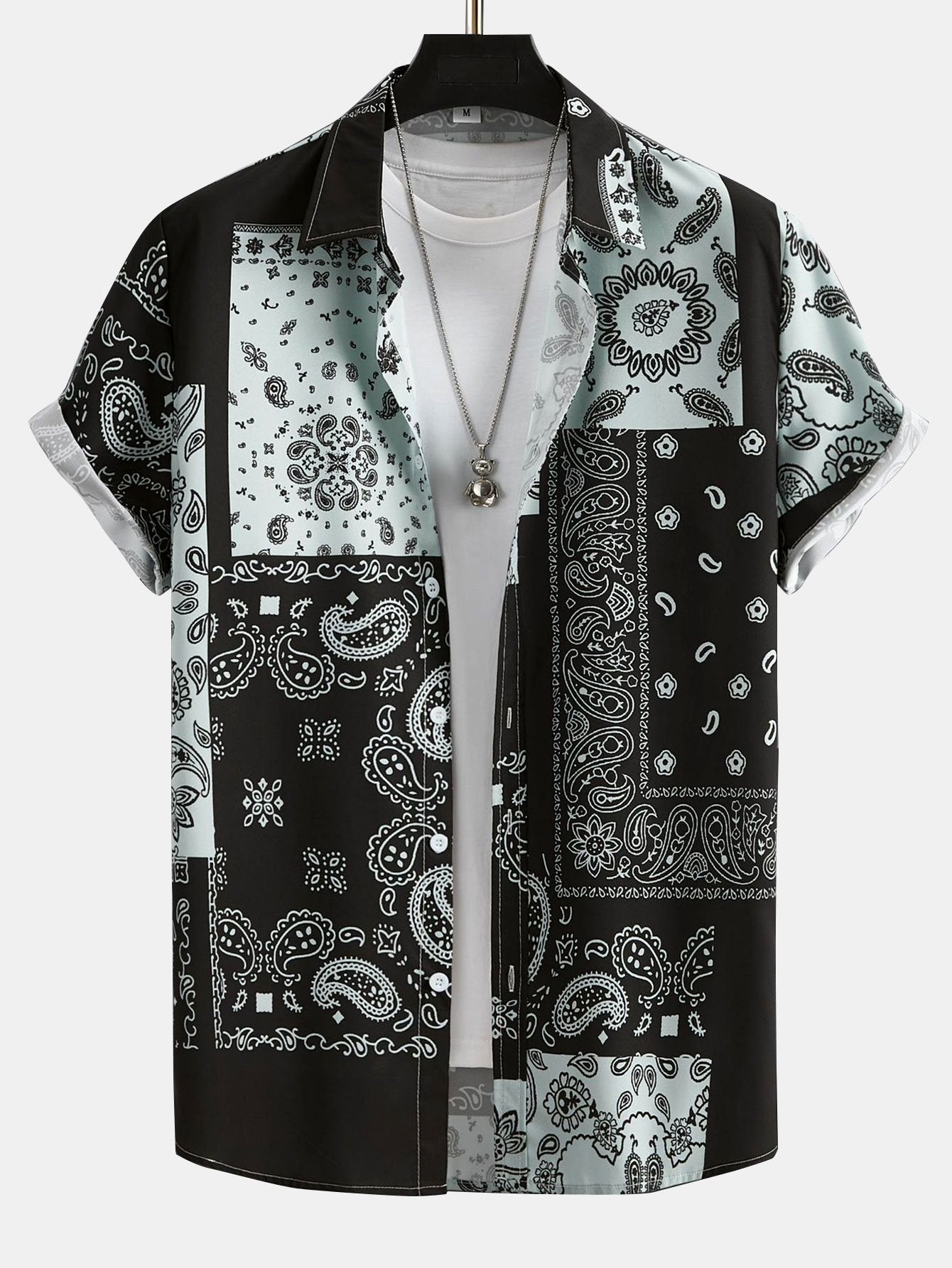 Asterio® | Paisley Patchwork Print Shirt Random Pattern Design