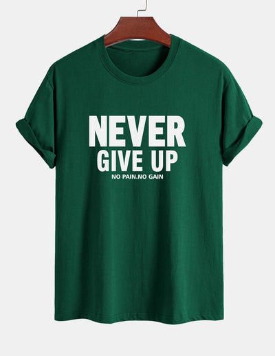 Ubaldo® | Never Give Up Print Cotton T-Shirt
