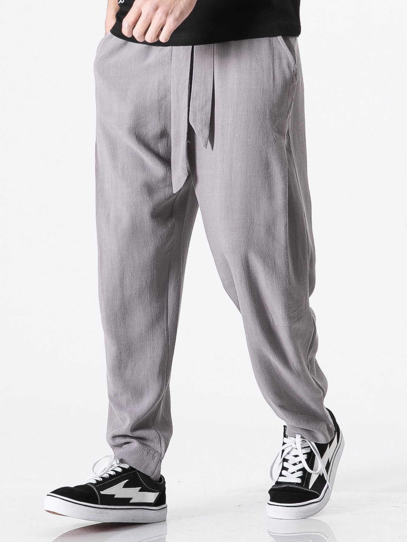 Barde® | Detachable Belt Relax Fit Linen And Cotton Blend Harem Pants