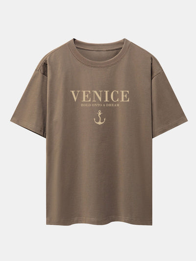 Asher® | Venice Anchor Print Drop Shoulder Oversize T-Shirt