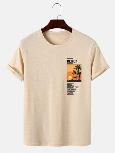 Alban® | Beach Scenery Slogan Print T-Shirt