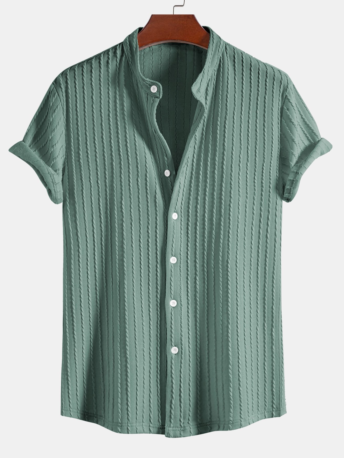 Akira® | Muscle Fit Stand Collar Knitted Ribbed Shirt