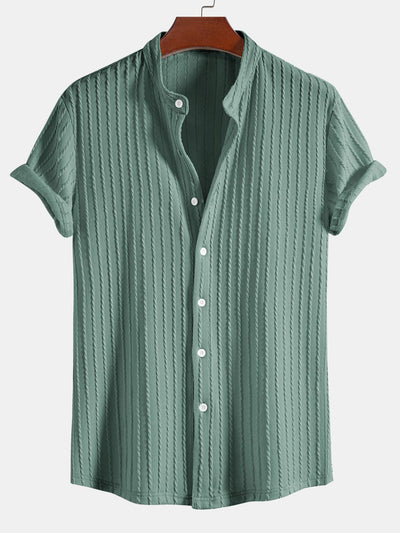 Akira® | Muscle Fit Stand Collar Knitted Ribbed Shirt