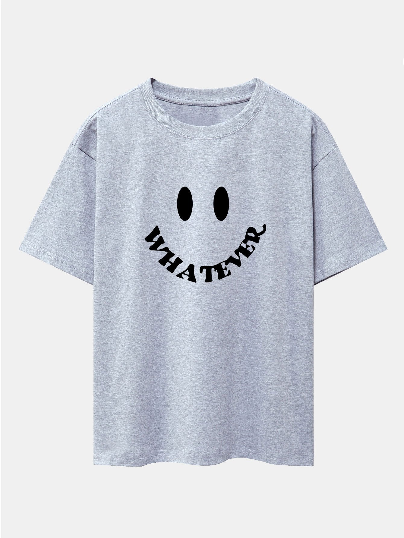 Andrés® | Smiley Face Slogan Print Drop Shoulder Oversize T-Shirt