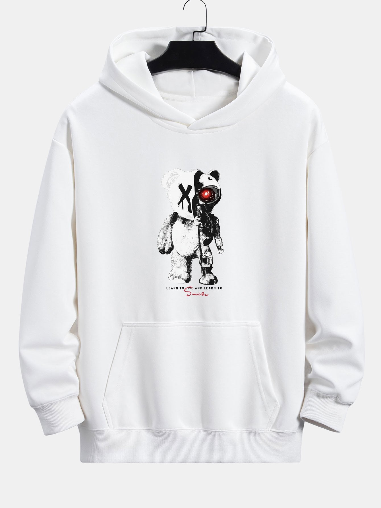 Tatum | Robot Bear Print Relax Fit Hoodie