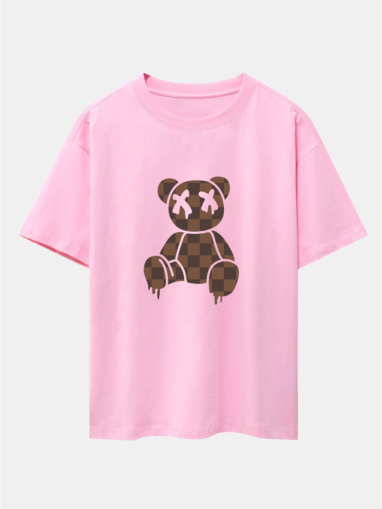 Isidro® | Checkerboard Dissolving Bear Drop Shoulder Oversize T-Shirt