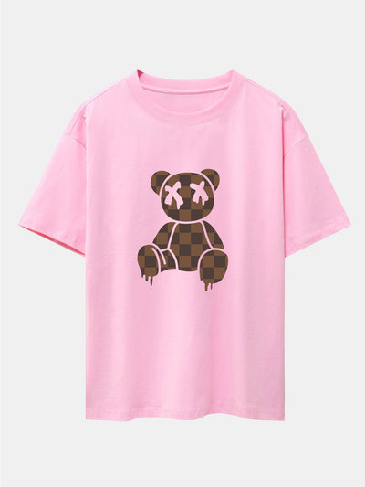 Isidro® | Checkerboard Dissolving Bear Drop Shoulder Oversize T-Shirt