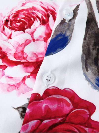 Alfredo® | Red Rose Print Revere Shirt